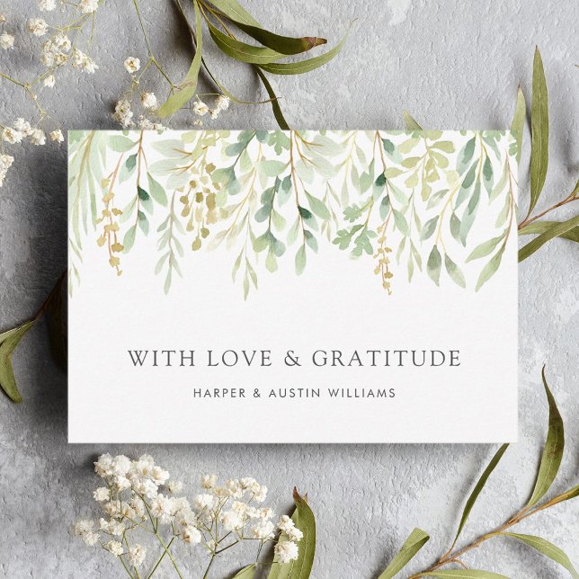Tarjeta De Agradecimiento Boda botánico de follaje verde (Subido por el creador)