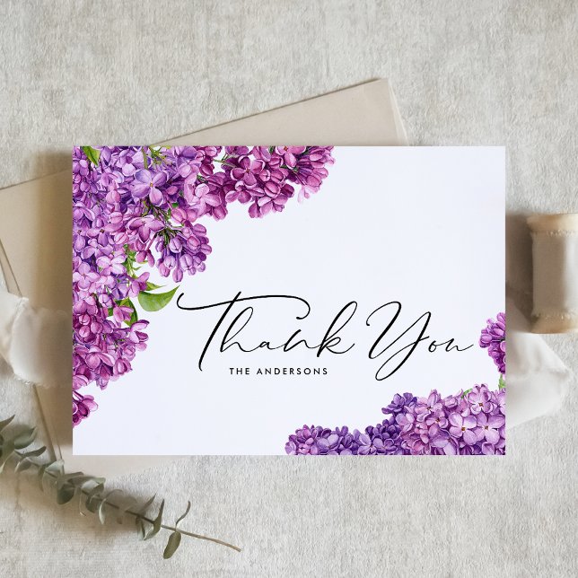 Tarjeta De Agradecimiento Boda Botánico de las Flores Lilac (Subido por el creador)