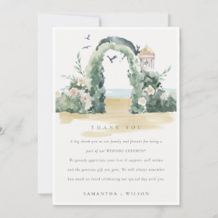 Tarjeta De Agradecimiento Boda Botánico del Arco Floral de la Playa del Mar 