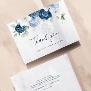 Tarjeta De Agradecimiento Boda botánico Dusty Blue Floral Eucalyptus