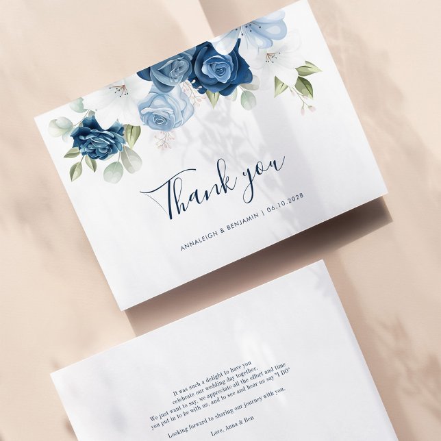 Tarjeta De Agradecimiento Boda botánico Dusty Blue Floral Eucalyptus (Subido por el creador)