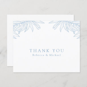 Tarjeta De Agradecimiento Boda Botánico Dusty Blue Simple Hand Drawing
