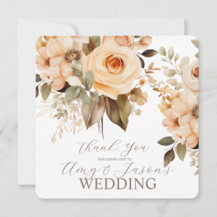 Tarjeta De Agradecimiento Boda Botánico Floral Beige Neutro Marrón