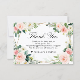 Tarjeta De Agradecimiento Boda Botánico Geométrico Floral Rosa Rubor