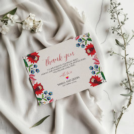 Tarjeta De Agradecimiento Boda botánico moderno con flores de color mexicano