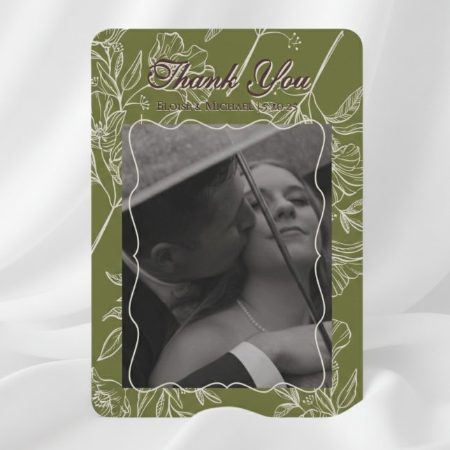 Tarjeta De Agradecimiento Boda Botánico Neutral Moderno Gracias (Thank your guests for celebrating your special day!)