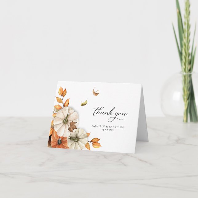 Tarjeta De Agradecimiento Boda botánico otoño (Anverso)
