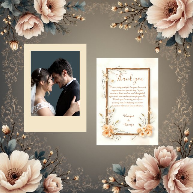 Tarjeta De Agradecimiento Boda Botánico Rústico Beige (Subido por el creador)