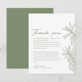 Tarjeta De Agradecimiento Boda Botánico Sage Green Simple Hand Drake