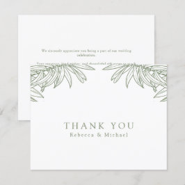 Tarjeta De Agradecimiento Boda Botánico Sage Green Simple Hand Drake
