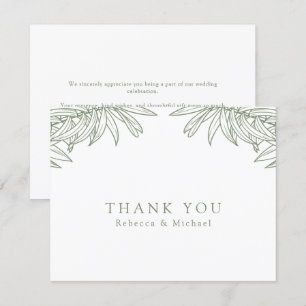 Tarjeta De Agradecimiento Boda Botánico Sage Green Simple Hand Drake