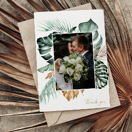 Tarjeta De Agradecimiento Boda Botánico Tropical Floral Gold Mauve