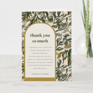 Tarjeta De Agradecimiento Boda Botánico Verde Rústico Boho Retro Arch