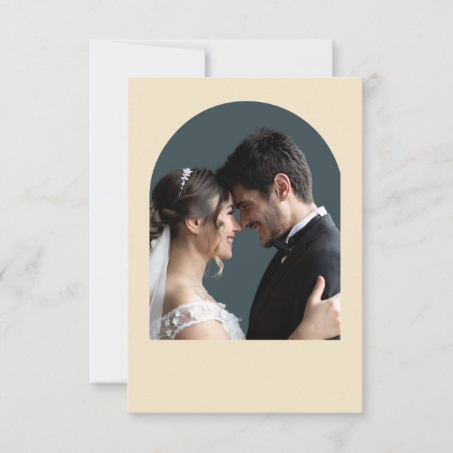 Tarjeta De Agradecimiento Boda botánico y foto rustico beige (Anverso)