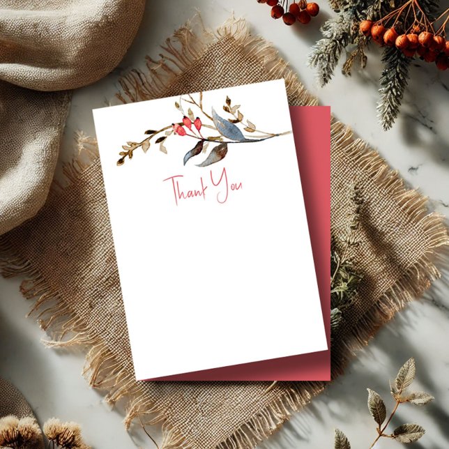 Tarjeta De Agradecimiento Boda Bridal Shower (Rustic thank you notecards watercolor berries and botanicals)