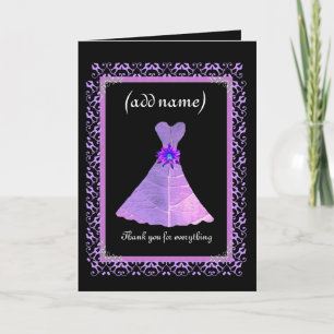 Tarjeta De Agradecimiento Boda BRIDESMAID Gracias - PURPLE Gown