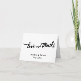 Tarjeta De Agradecimiento Boda BW de escritura negrita mínima, amor y agrade
