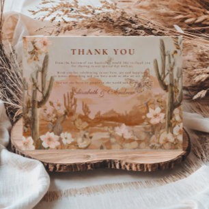 Tarjeta De Agradecimiento Boda Cactus Puesta de Sol del Desierto Boho