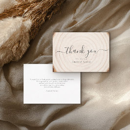 Tarjeta De Agradecimiento Boda Caligrafía Script Madera Anillo Rústico Árbol