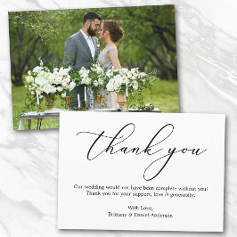 Tarjeta De Agradecimiento Boda caligráfico minimalista