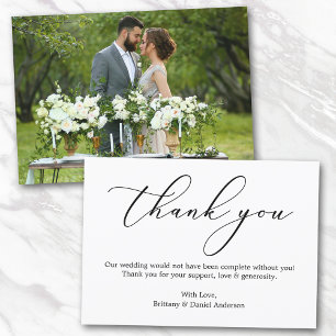 Tarjeta De Agradecimiento Boda caligráfico minimalista