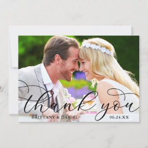 Tarjeta De Agradecimiento Boda caligráfico moderno foto de pareja