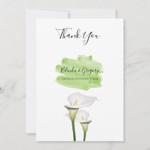 Tarjeta De Agradecimiento Boda Calla Lilies Watercolor Blanco