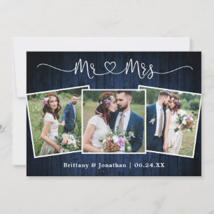 Tarjeta De Agradecimiento Boda Calligraphy Heart Mr. Mrs Wood 3 Foto