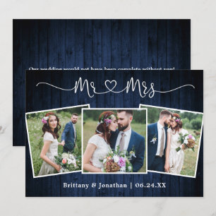 Tarjeta De Agradecimiento Boda Calligraphy Heart Mr. Mrs Wood 3 Foto