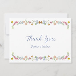 Tarjeta De Agradecimiento Boda Caprichosa de Flores Silvestres