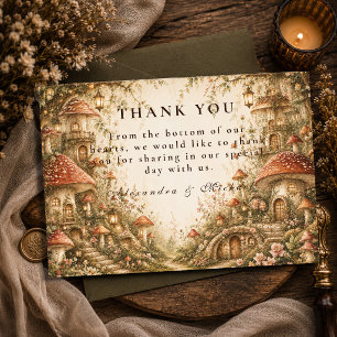 Tarjeta De Agradecimiento Boda caprichosa de hongos en el bosque