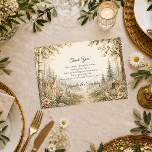 Tarjeta De Agradecimiento Boda caprichosa en el bosque de Woodland