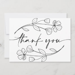 Tarjeta De Agradecimiento Boda caprichosa floral minimalista