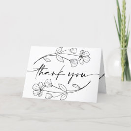 Tarjeta De Agradecimiento Boda caprichosa floral minimalista