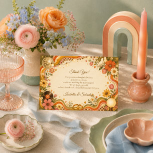 Tarjeta De Agradecimiento Boda caprichosa retro disco