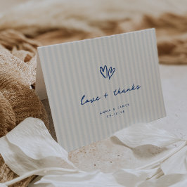 Tarjeta De Agradecimiento Boda caprichoso de corazón azul