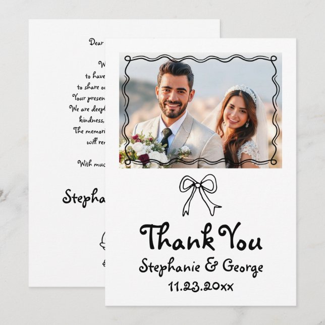 Tarjeta De Agradecimiento Boda caprichoso de garrapatas dibujado a mano (Anverso / Reverso)