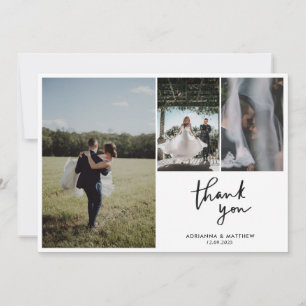 Tarjeta De Agradecimiento Boda Casual Moderno Gracias Guión Cuatro Foto