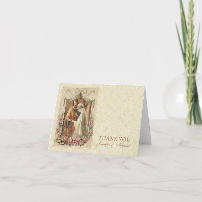 Tarjeta De Agradecimiento Boda católica Virgin Mary St. Joseph Religiosa (Anverso)
