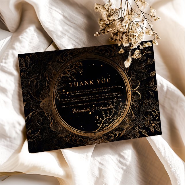 Tarjeta De Agradecimiento Boda celeste místico dorado (Subido por el creador)