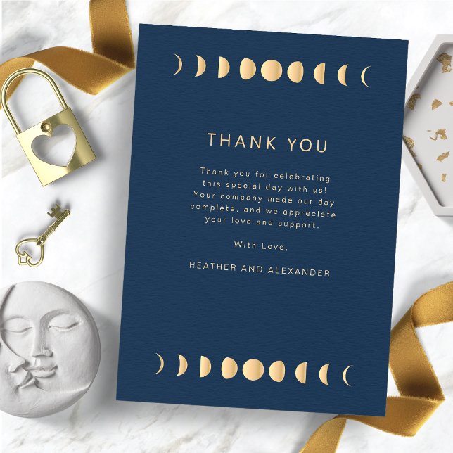 Tarjeta De Agradecimiento Boda Celestial (Navy and Gold Celestial Wedding Thank You Card
)