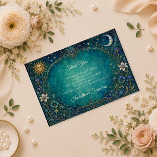 Tarjeta De Agradecimiento Boda Celestial Art Nouveau