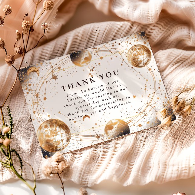 Tarjeta De Agradecimiento Boda Celestial bajo la Luna Dorada (Subido por el creador)