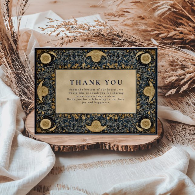 Tarjeta De Agradecimiento Boda Celestial de Medianoche Dorada (Subido por el creador)