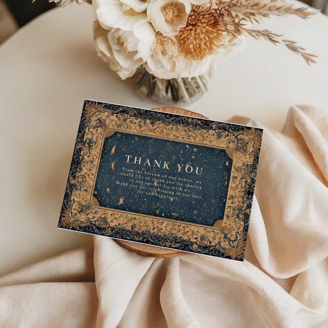 Tarjeta De Agradecimiento Boda Celestial de Medianoche Real (Subido por el creador)