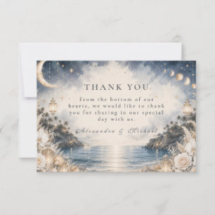 Tarjeta De Agradecimiento Boda Celestial en la Playa Etérea