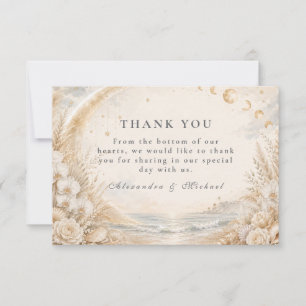 Tarjeta De Agradecimiento Boda Celestial en la Playa Romántica