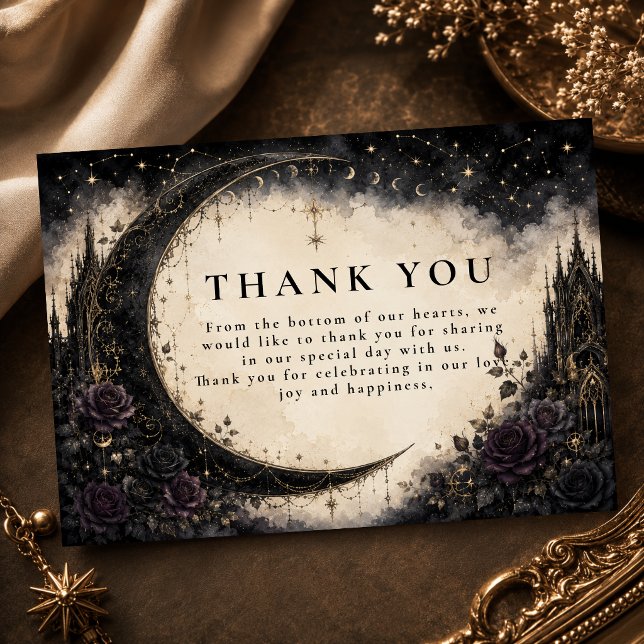 Tarjeta De Agradecimiento Boda Celestial Gótica (Subido por el creador)