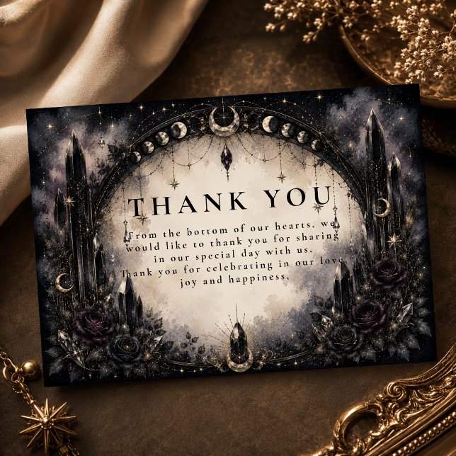 Tarjeta De Agradecimiento Boda Celestial Gótica Atemporal (Subido por el creador)