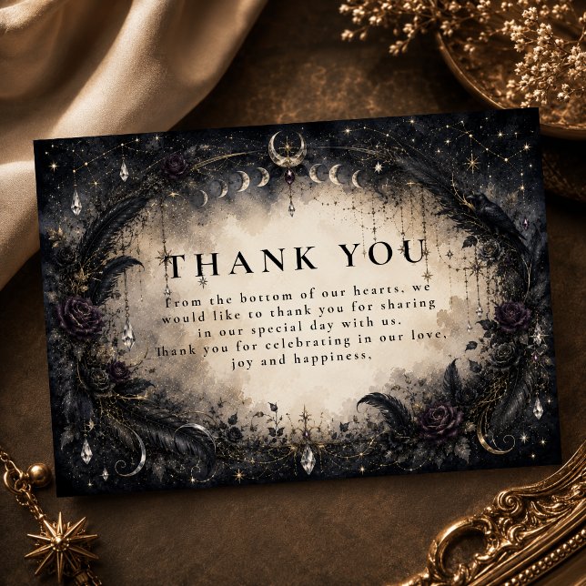 Tarjeta De Agradecimiento Boda Celestial Gótica Encantada (Subido por el creador)